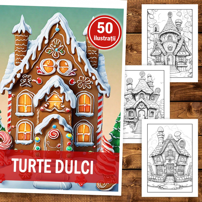 Carte de colorat, 50 de ilustratii, Turte Dulci, 106 pagini [2]