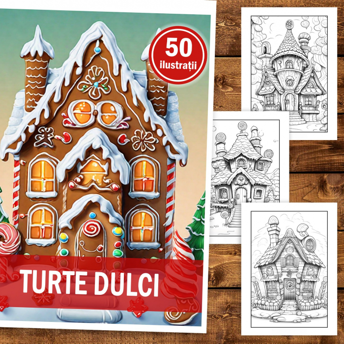 Carte de colorat, 50 de ilustratii, Turte Dulci, 106 pagini [2]