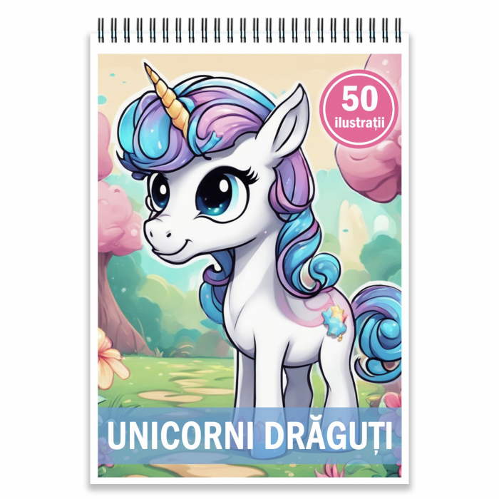 Carte de colorat, 50 de ilustratii, Unicorni draguti, 106 pagini [1]