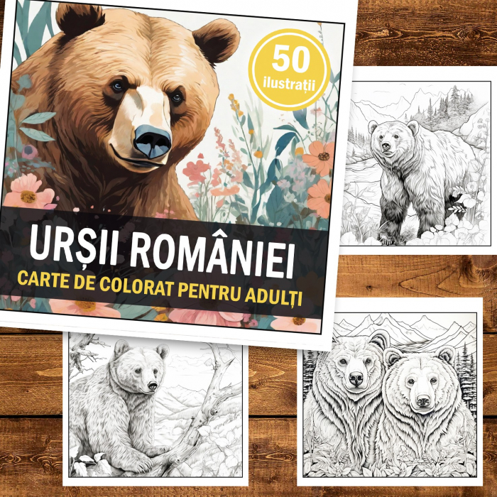 Carte de colorat, 50 de ilustratii, Ursii Romaniei, 106 pagini [2]