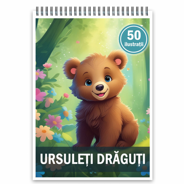 Carte de colorat, 50 de ilustratii, Ursuleti draguti, 106 pagini [1]