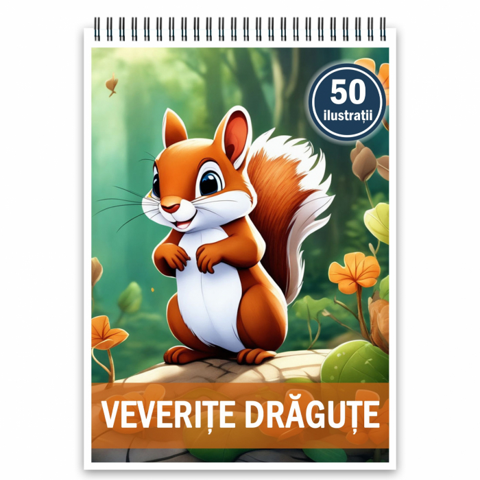 Carte de colorat, 50 de ilustratii, Veverite dragute, 106 pagini [1]