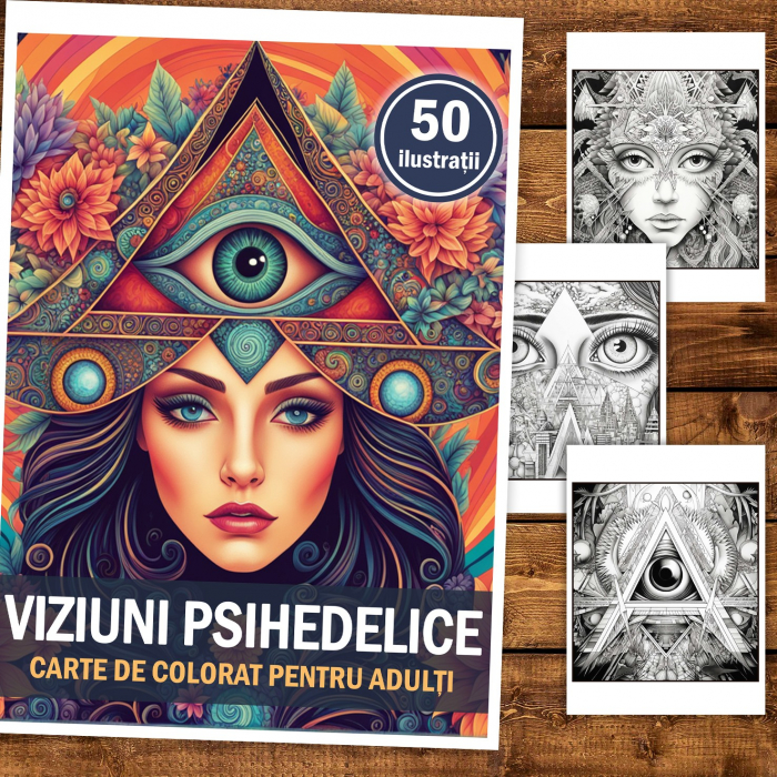 Carte de colorat, 50 de ilustratii, Viziuni Psihedelice, 106 pagini [2]