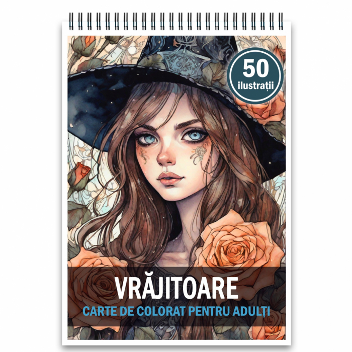 Carte de colorat, 50 de ilustratii, Vrajitoare, 106 pagini [1]