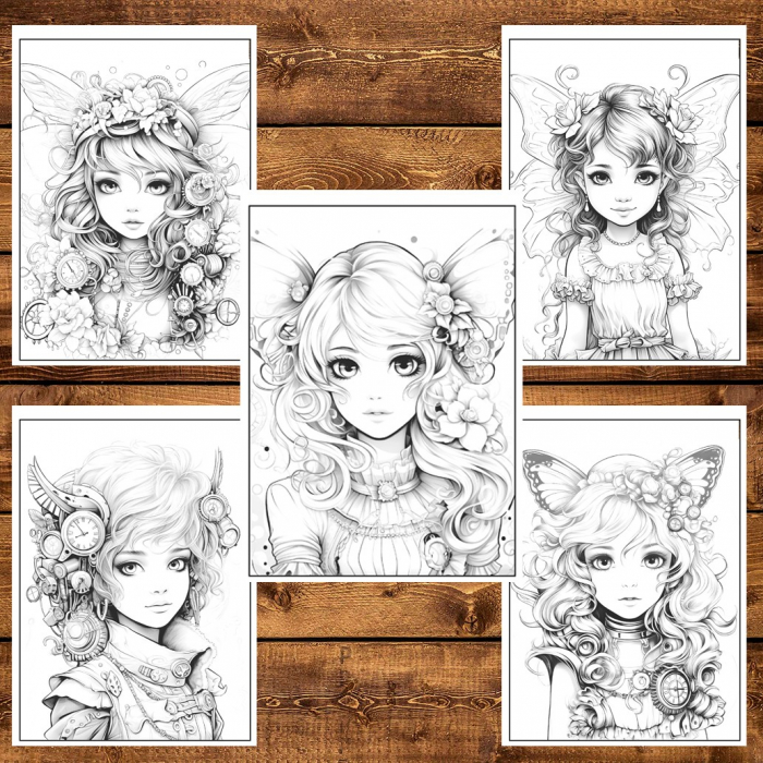 Carte de colorat, 50 de ilustratii, Zane Steampunk, 106 pagini [3]