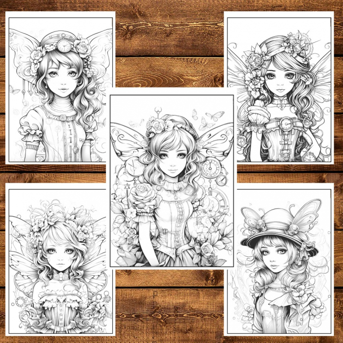 Carte de colorat, 50 de ilustratii, Zane Steampunk, 106 pagini [6]