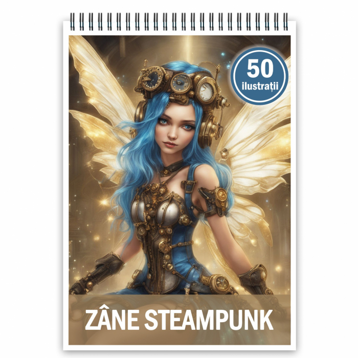 Carte de colorat, 50 de ilustratii, Zane Steampunk, 106 pagini [1]
