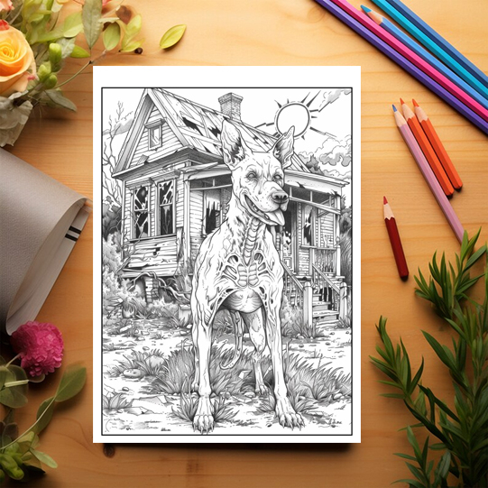 Carte de colorat antistres , 25 de ilustratii Animale Zombie, 56 pagini [3]