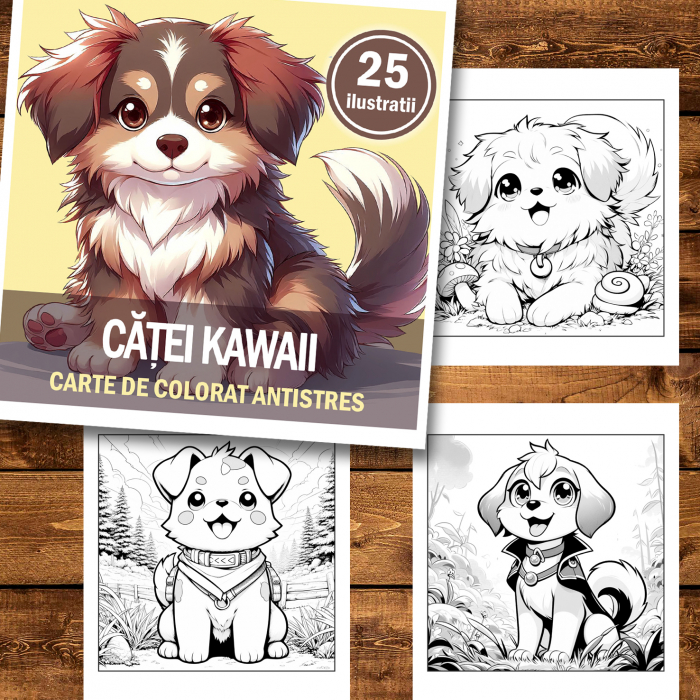 Carte de colorat antistres , 25 de ilustratii Catei Kawaii, 56 pagini [2]