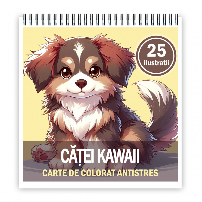 Carte de colorat antistres , 25 de ilustratii Catei Kawaii, 56 pagini [1]