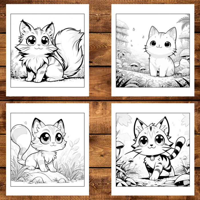 Carte de colorat antistres , 25 de ilustratii Pisicute Kawaii, 56 pagini [4]