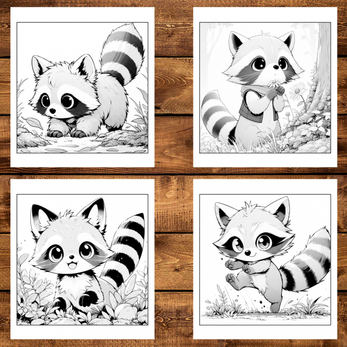 Carte de colorat antistres , 25 de ilustratii Ratoni Kawaii, 56 pagini [4]