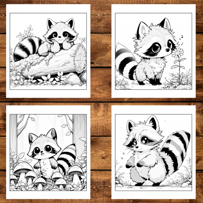 Carte de colorat antistres , 25 de ilustratii Ratoni Kawaii, 56 pagini [3]