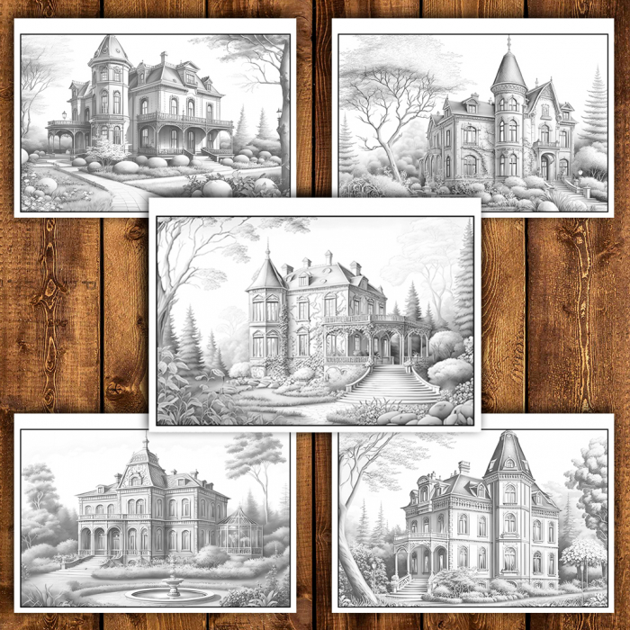 Carte de colorat antistres , 25 de ilustratii Vile de lux, 56 pagini [3]