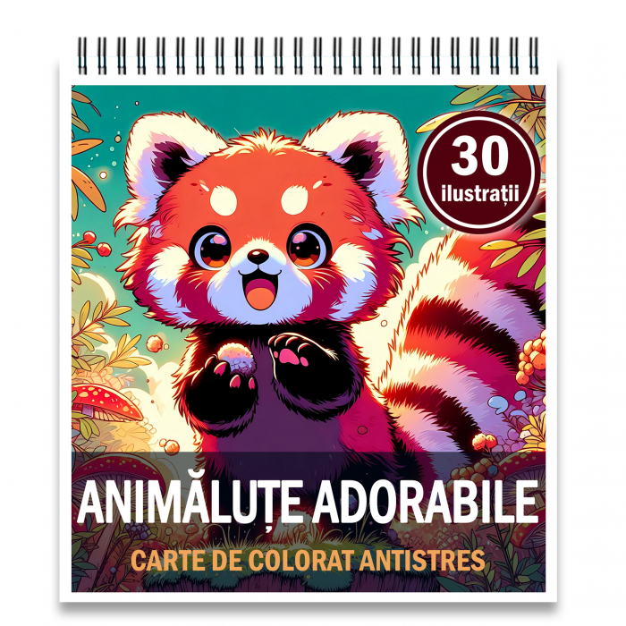 Carte de colorat antistres , 30 de ilustratii Animalute Adorabile, 66 pagini [1]
