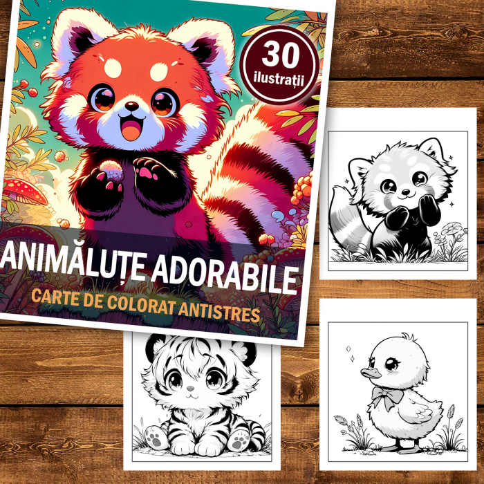 Carte de colorat antistres , 30 de ilustratii Animalute Adorabile, 66 pagini [2]