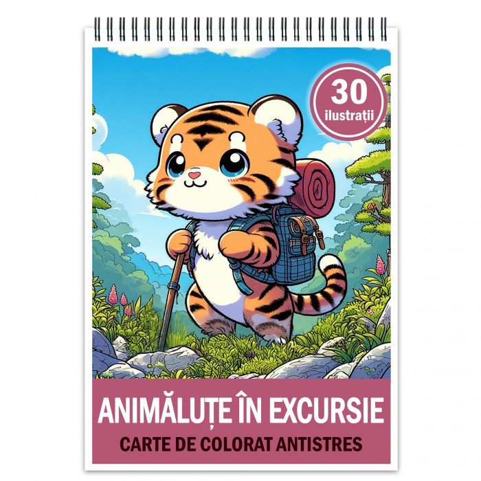 Carte de colorat antistres , 30 de ilustratii Animalute in Excursie, 66 pagini [1]