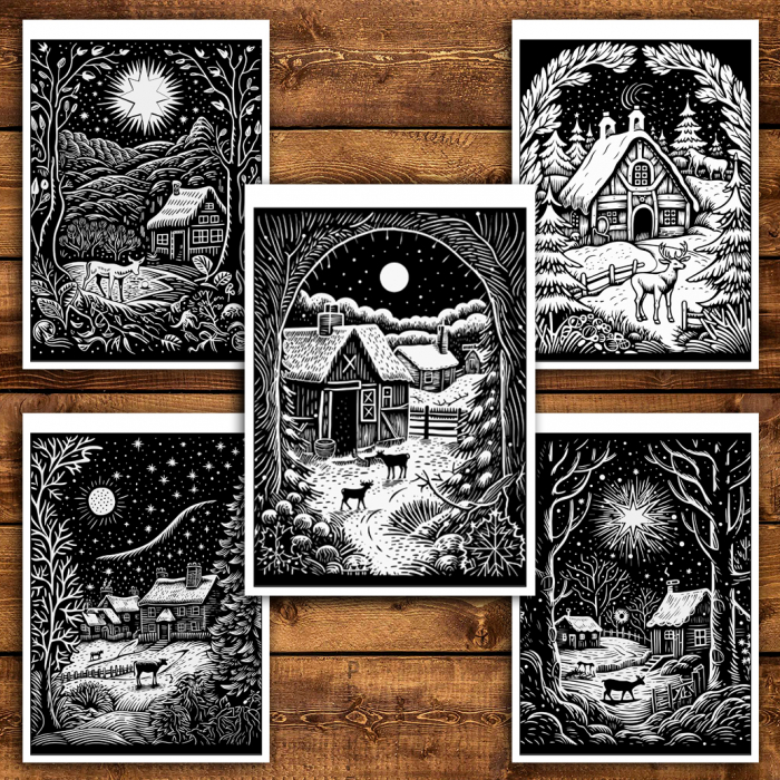 Carte de colorat antistres , 30 de ilustratii Beautiful Christmas Nights, 66 pagini [4]