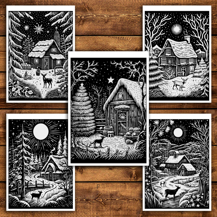 Carte de colorat antistres , 30 de ilustratii Beautiful Christmas Nights, 66 pagini [5]