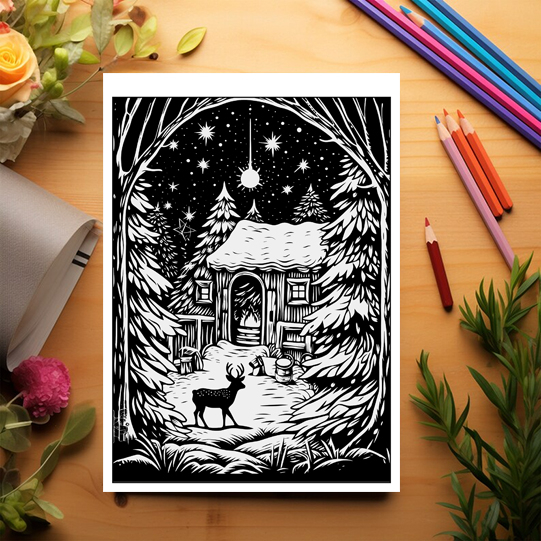Carte de colorat antistres , 30 de ilustratii Beautiful Christmas Nights, 66 pagini [3]