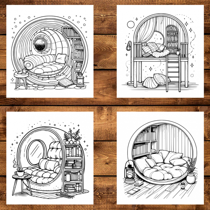 Carte de colorat antistres , 30 de ilustratii Coltisoare Cozy, 66 pagini [4]
