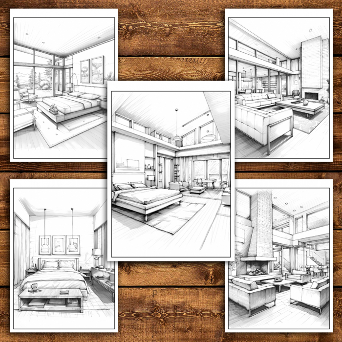 Carte de colorat antistres , 30 de ilustratii Design interior - Volumul II, 66 pagini [5]