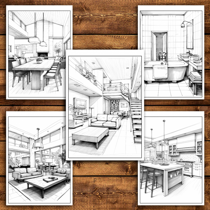 Carte de colorat antistres , 30 de ilustratii Design interior - Volumul II, 66 pagini [4]
