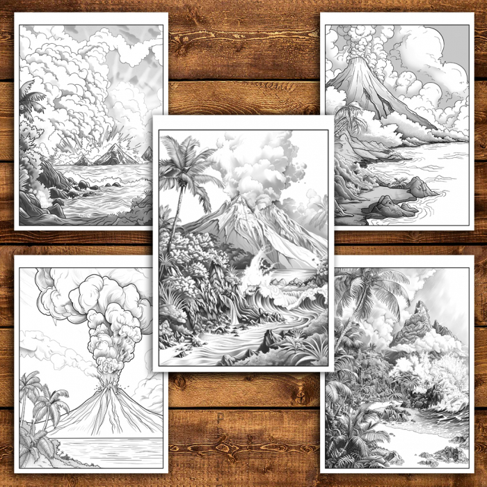 Carte de colorat antistres , 30 de ilustratii Eruptii Vulcanice, 66 pagini [5]