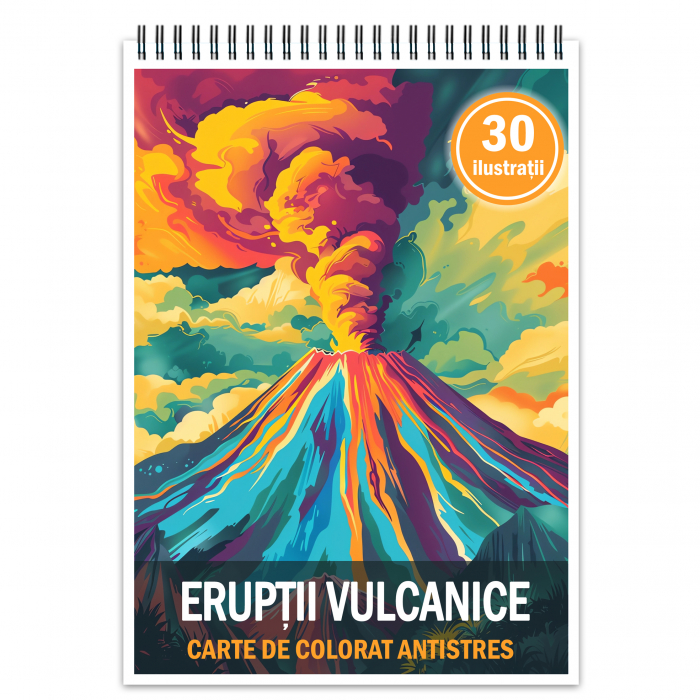 Carte de colorat antistres , 30 de ilustratii Eruptii Vulcanice, 66 pagini [1]