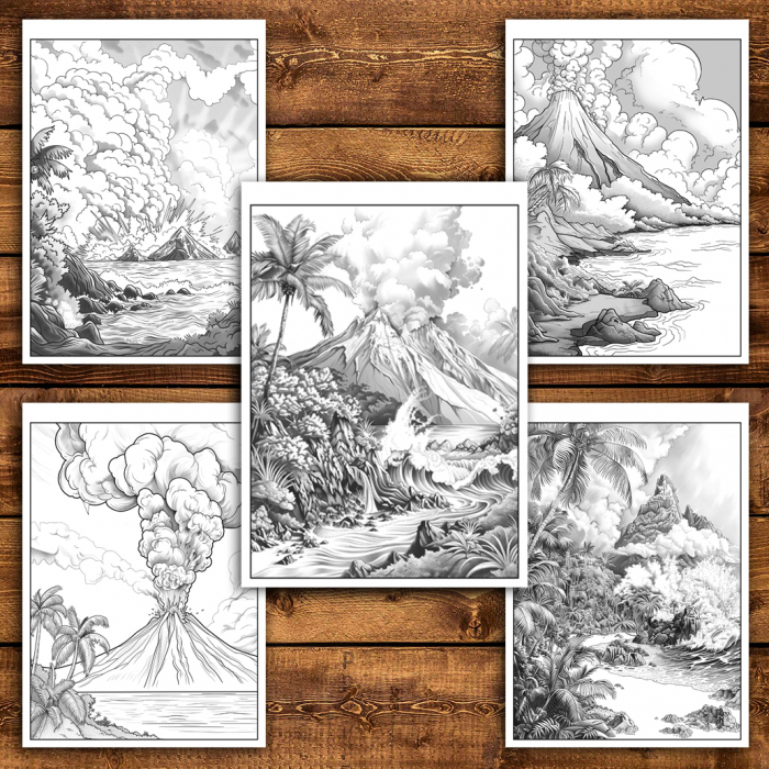 Carte de colorat antistres , 30 de ilustratii Eruptii Vulcanice, 66 pagini [5]