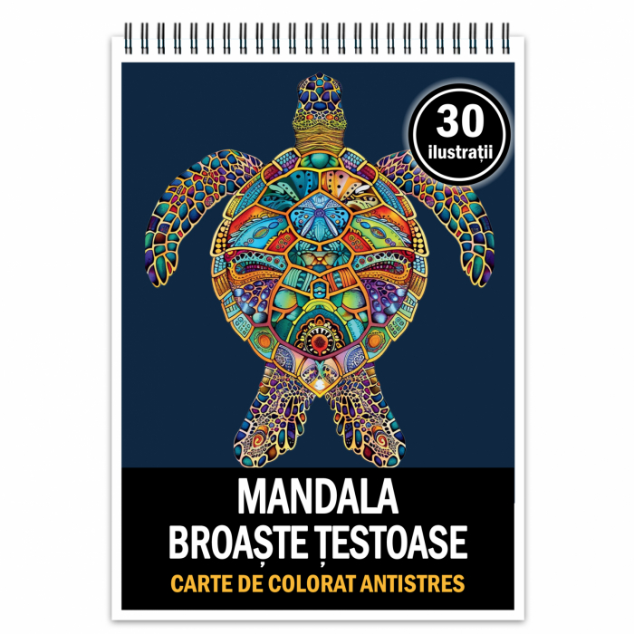 Carte de colorat antistres , 30 de ilustratii Mandala Broaste Testoase, 66 pagini [1]
