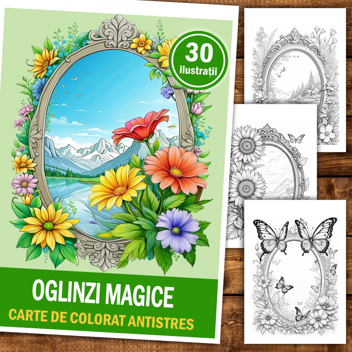 Carte de colorat antistres , 30 de ilustratii Oglinzi Magice, 66 pagini [2]