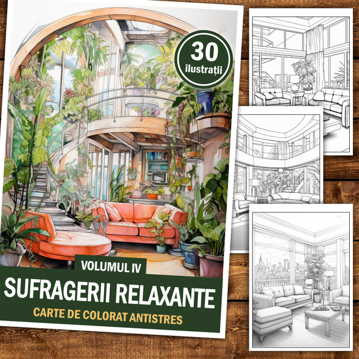 Carte de colorat antistres , 30 de ilustratii Sufragerii relaxante - Volumul IV, 66 pagini [2]