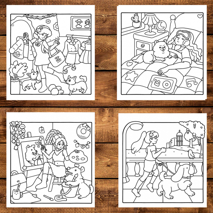 Carte de colorat antistres , 31 de ilustratii Dog Mom, 68 pagini [4]