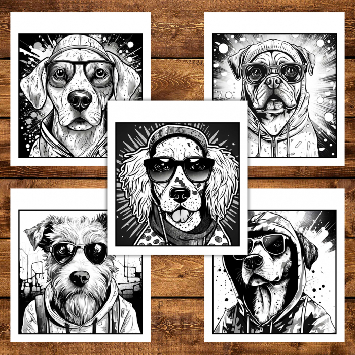 Carte de colorat antistres , 34 de ilustratii Graffity Dogs, 74 pagini [4]