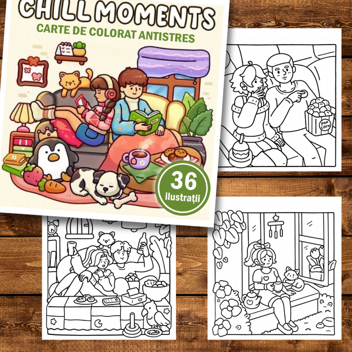 Carte de colorat antistres , 35 de ilustratii Chill Moments, 76 pagini [2]