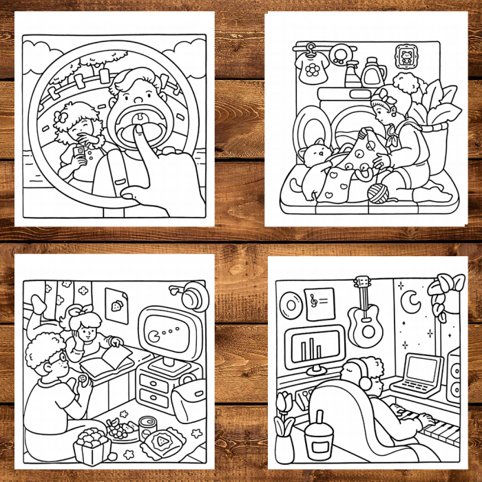 Carte de colorat antistres , 35 de ilustratii Chill Moments, 76 pagini [4]