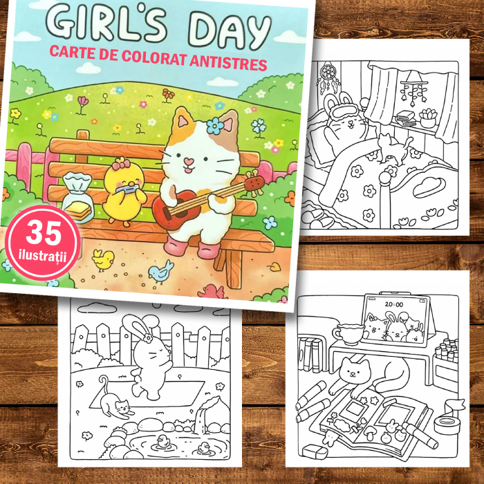 Carte de colorat antistres , 35 de ilustratii Girls Day, 76 pagini [2]