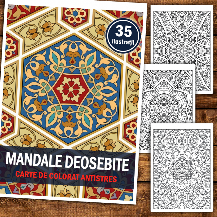 Carte de colorat antistres, 35 de ilustratii Mandale Deosebite [2]