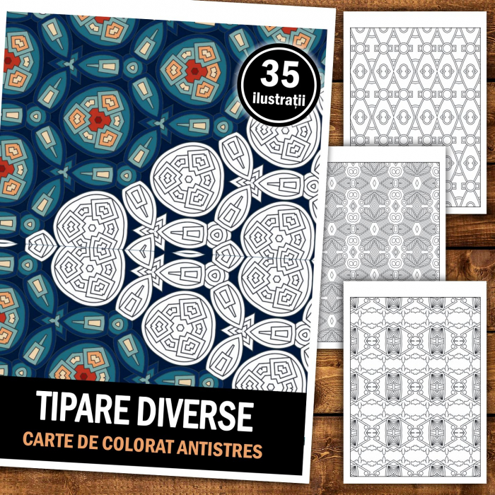 Carte de colorat antistres, 35 de ilustratii Tipare diverse [2]