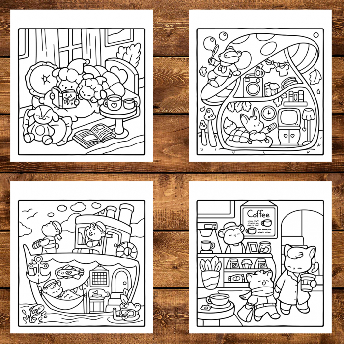 Carte de colorat antistres , 36 de ilustratii Comfy and Cozy, 78 pagini [3]