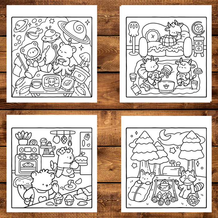 Carte de colorat antistres , 36 de ilustratii Comfy and Cozy, 78 pagini [4]