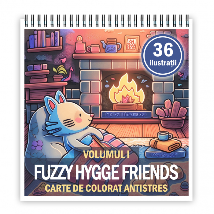 Carte de colorat antistres , 36 de ilustratii Fuzzy Hygge Friends - Volumul I, 78 pagini [1]