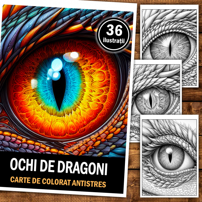 Carte de colorat antistres , 36 de ilustratii Ochi de Dragoni, 78 pagini [2]