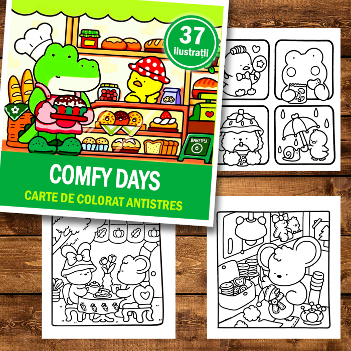Carte de colorat antistres , 37 de ilustratii Comfy Days, 106 pagini [2]