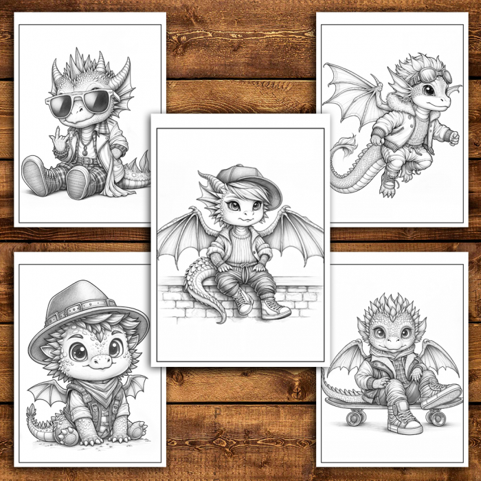 Carte de colorat antistres , 38 de ilustratii Dragoni cu stil, 84 pagini [5]