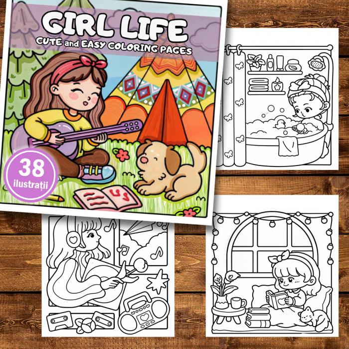 Carte de colorat antistres , 38 de ilustratii Girl Life, 82 pagini [2]