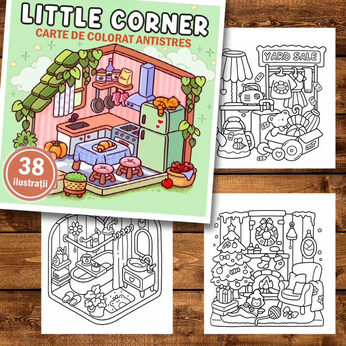 Carte de colorat antistres , 38 de ilustratii Little Corner, 82 pagini [2]