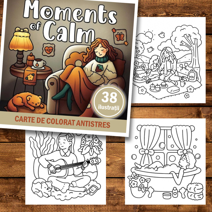 Carte de colorat antistres , 38 de ilustratii Moments of Calm, 82 pagini [2]