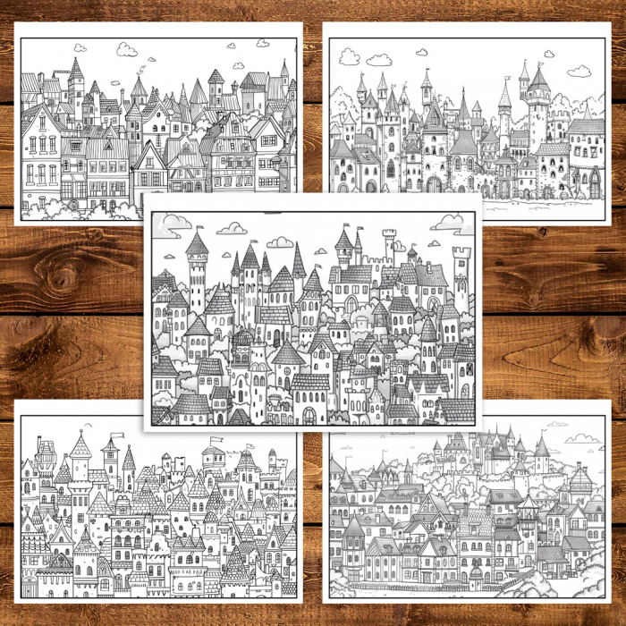 Carte de colorat antistres , 38 de ilustratii Orasele Inghesuite, 82 pagini [4]